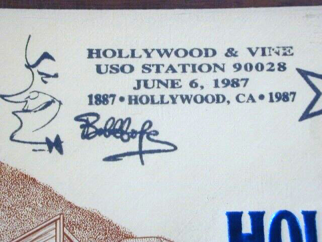 HOLLYWOOD 100 YEAR COMMORATIVE STAMPED MAILING ENVELOPE 1987 BOB HOPE CHARACTER