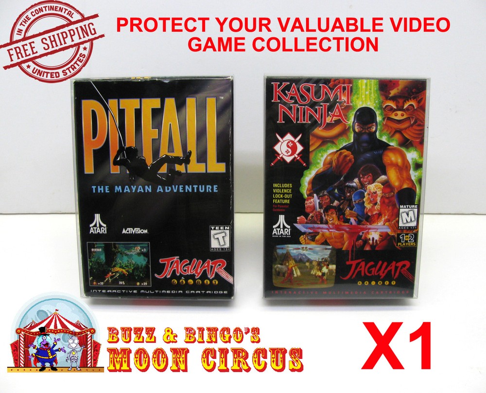 1x ATARI JAGUAR CIB GAME - CLEAR PLASTIC PROTECTIVE BOX PROTECTOR SLEEVE CASE