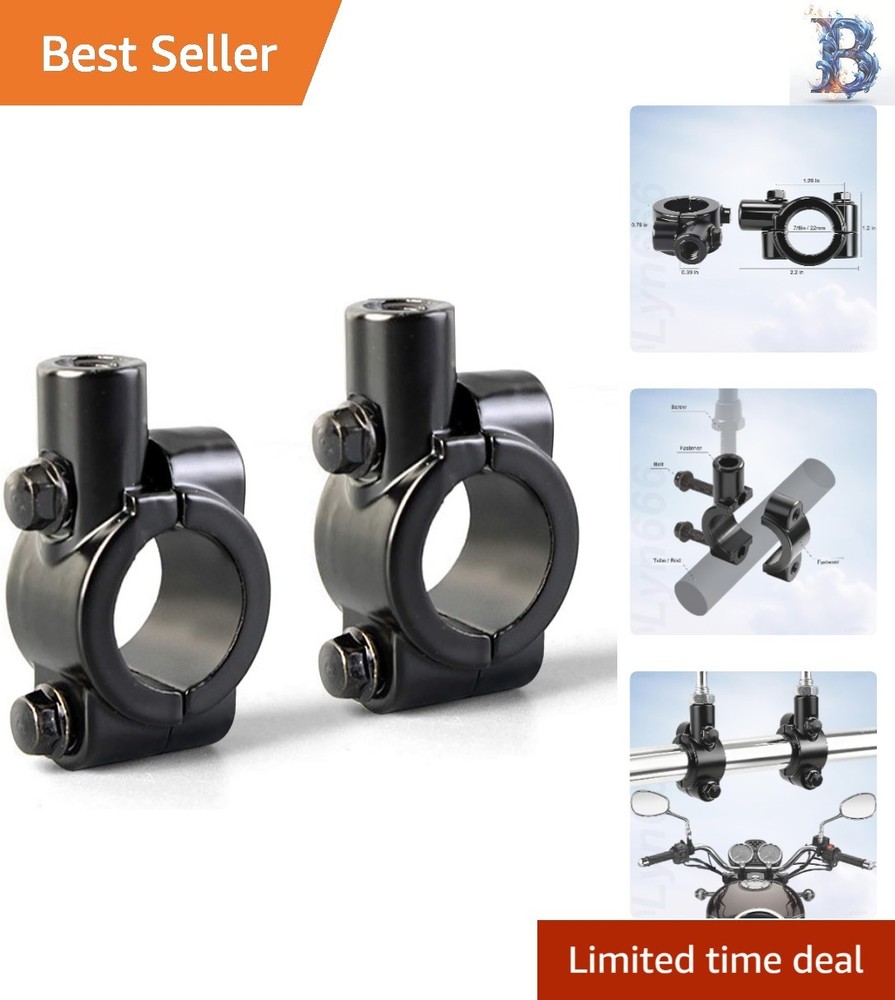 Aluminum 7/8" Handlebar Mirror Holders - Secure Clamp Adaptor for Motorcycles