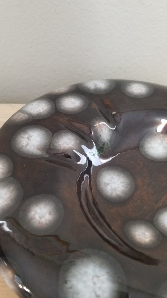 Vintage Glazed Ceramic Mcm Ashtray Set Signed J.