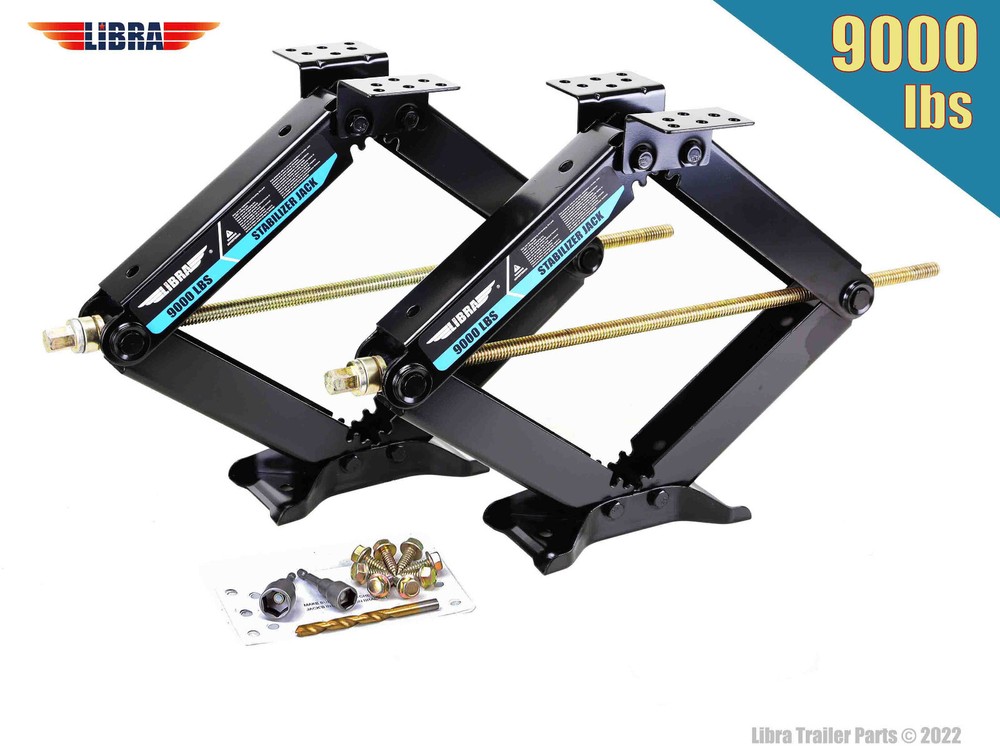 LIBRA 9000lb HD 24" RV Stabilizer Leveling Scissor Jacks w/sockets & install Kit