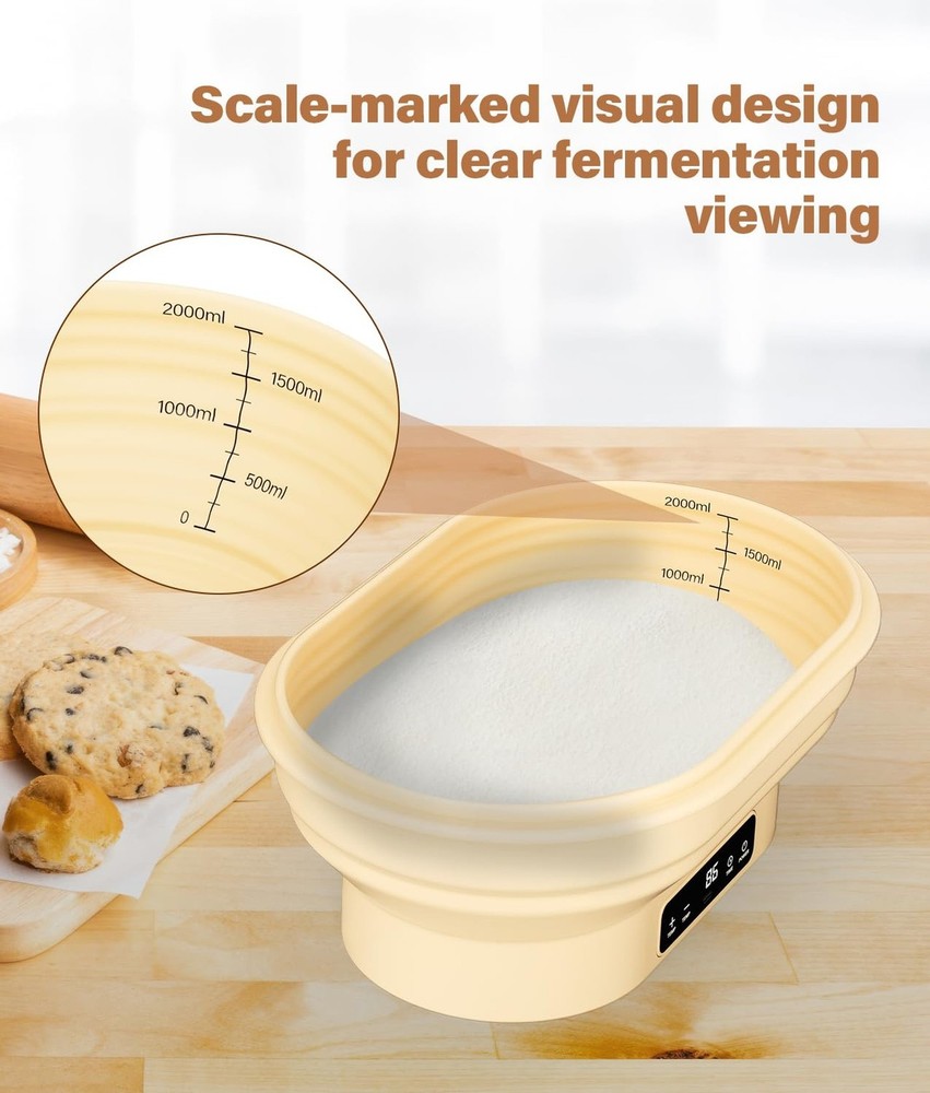 HK Electric Sourdough Starter Kit with 6-Temp Control & Timer, 11" Foldable S...