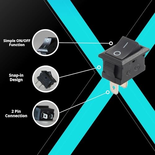 5Pcs Rocker Switch with On/Off Functionality, 2 Pin Position Snap, Suitable