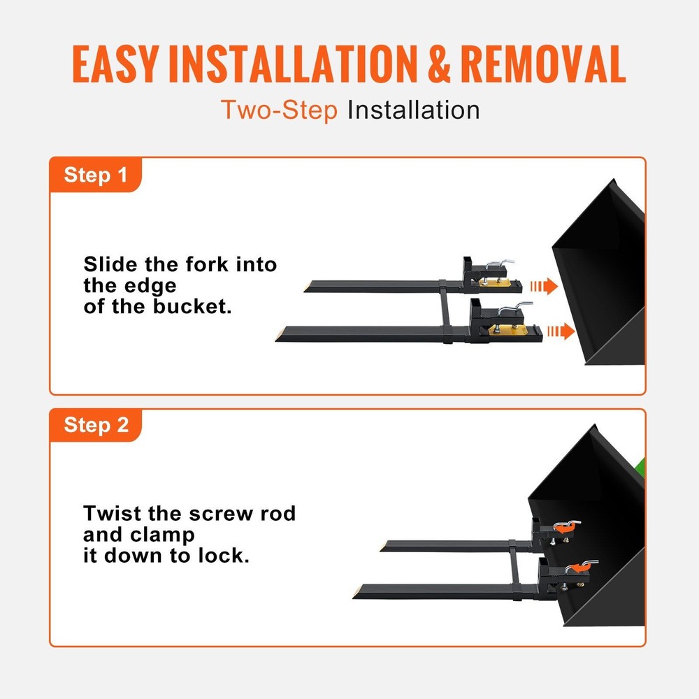 Double-Bar Pallet Forks 60in 4000lb Frame Work Adjustable Core