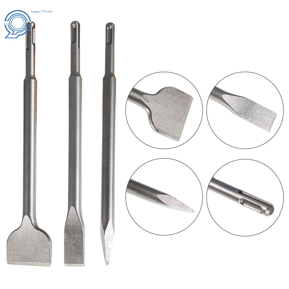 Includes Point Chisel + 20mm & 40mm Flat Chisel 6-Piece SDS Plus Chisel Set