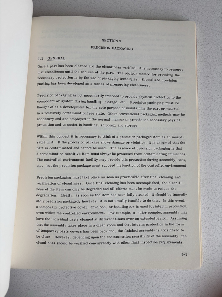 NASA Apollo Handbook For Contamination Control Program 1966 Manned Space Flight