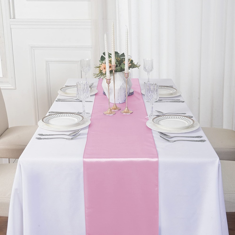 6Pack Table Runner 12 x 108 Inches Satin Silk Table Runner for Wedding Birthd...