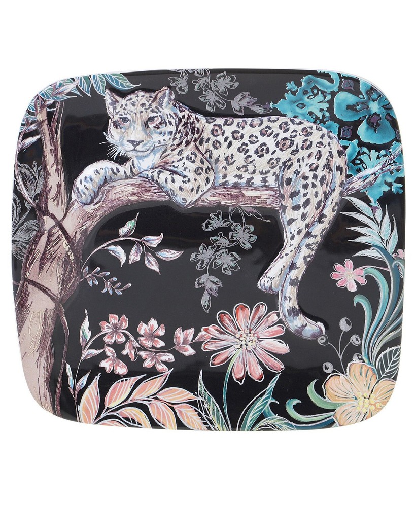 Leopard 23165 Exotic Jungle Ceramic Square Serving Platter 12.5" Tre Sorelle