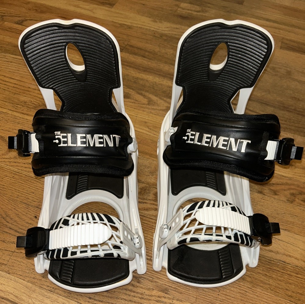 Good 5th Element Stealth Men's Snowboard Bindings White Black L Large