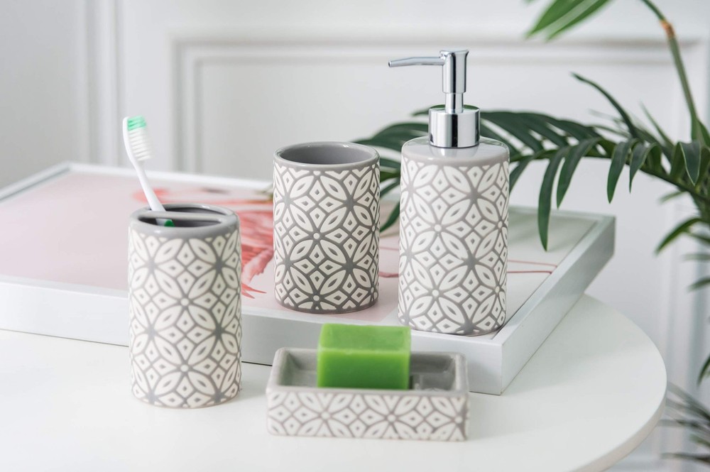 - Groovy Bathroom Accessories Set - Complete Bath Accessory Sets Includes Soa...