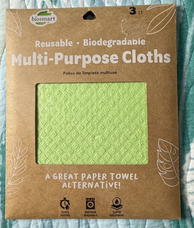 Biosmart Multi-Purpose Cloths 3 Count Pack Green Reusable Biodegradable NEW