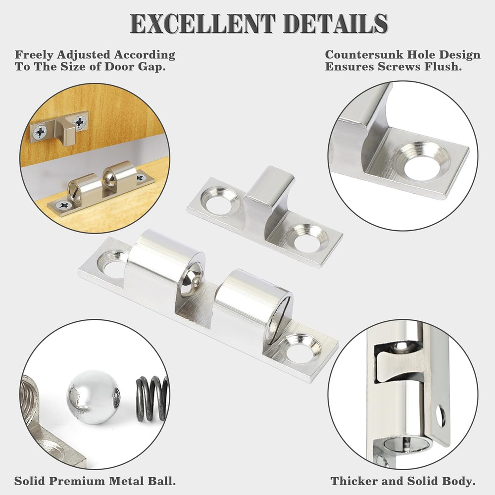 Double Roller Catch Cabinet Latches,Adjustable Double Ball Tension Roller Catch