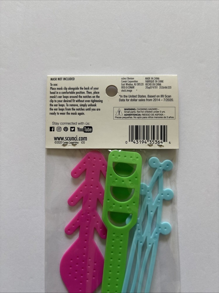 Scunci Adjustable Ear Strap Saver, Extender Holder, Comfortable Band Clip (3pc)