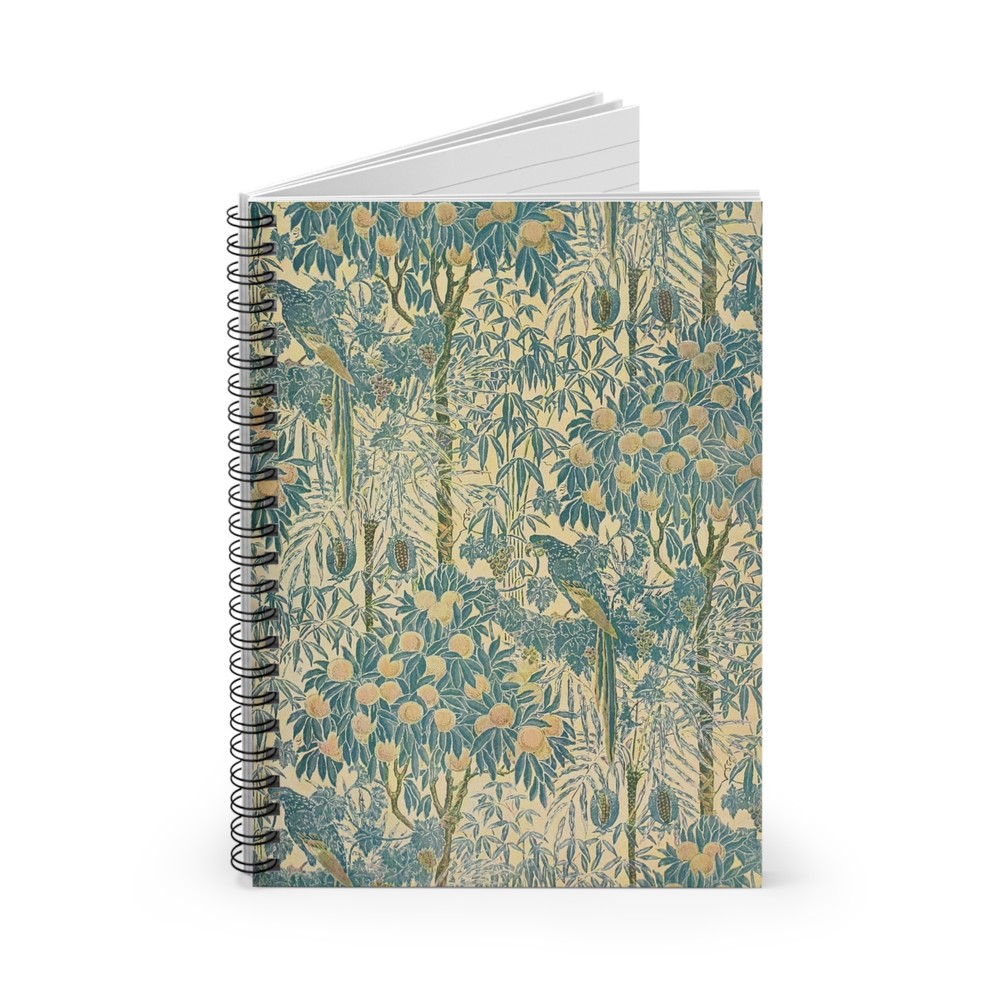 Blue Parrot Antique Image Spiral Notebook - Ruled Line for Creative Minds