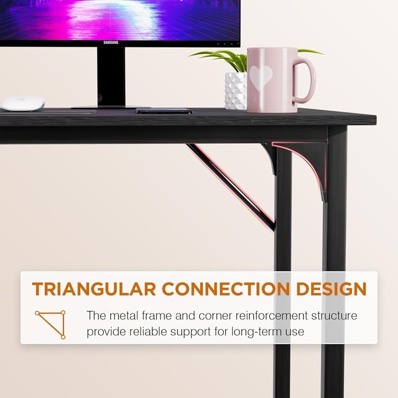 Compact Computer Desk Small Office Writing Table Sturdy Design Adjustable Feet