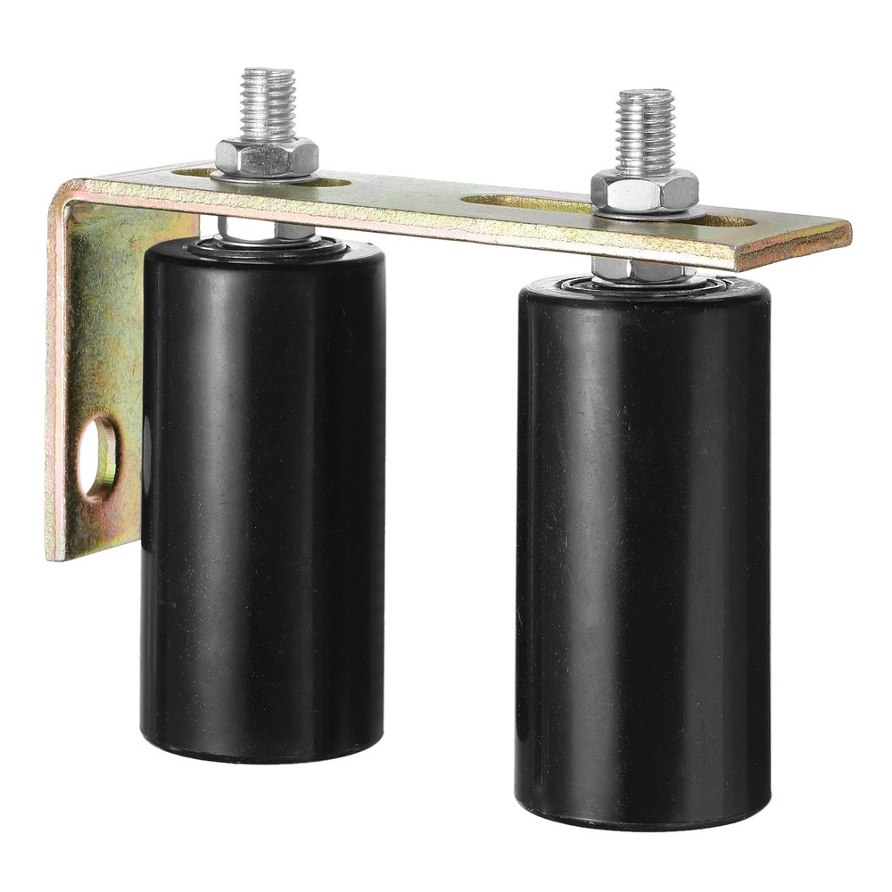 1Set Slide Gate Guide Roller, 4" Nylon Gate Support Rollers with Bracket, Black