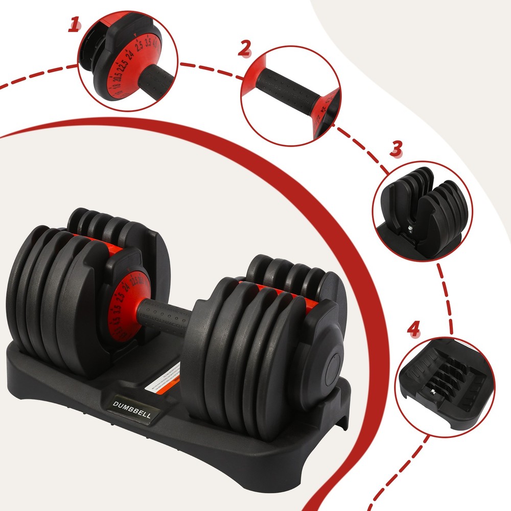 Single Adjustable Dumbbells, 5.5-52.5lbs Dumbbell Set with Quick-Select Weig