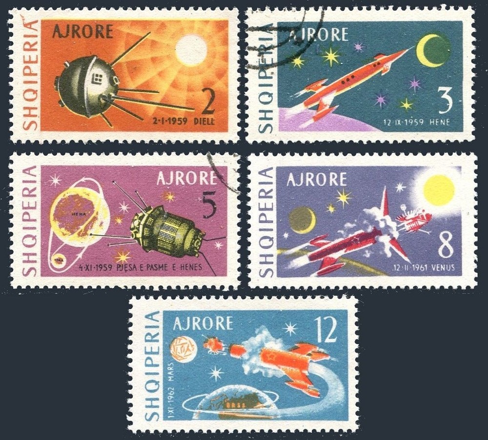 Albania C68-C72, mixed. Mi 779-783. Russian interplanetary explorations, 1963.