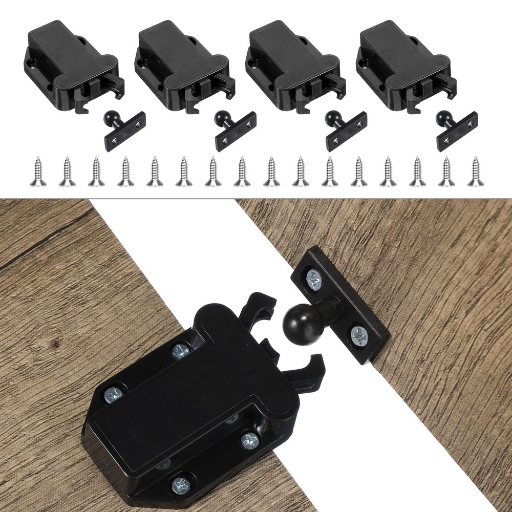 4 Pack Push Latches Cabinets Open Catch Lock Safe Rebound Self Locking Device
