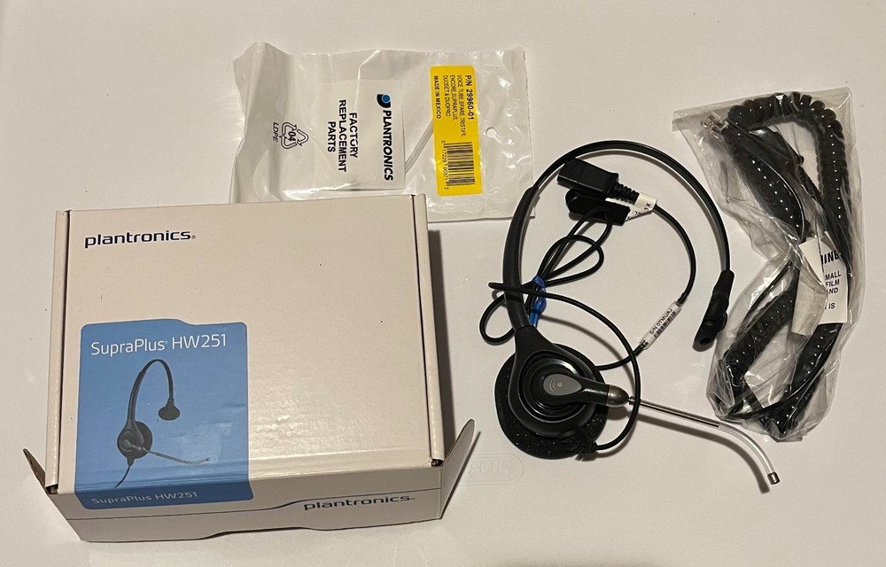 Plantronics SupraPlus HW251 Corded Headset (Poly) - New (Open Box)