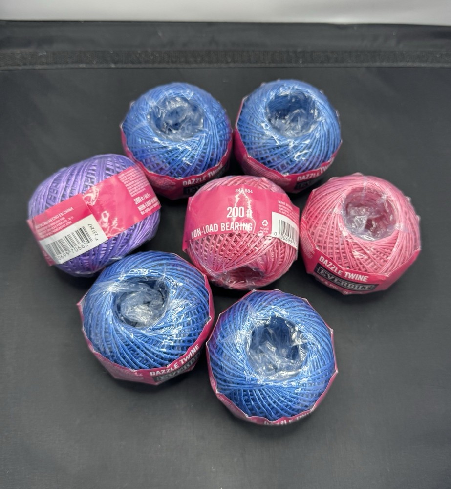 200 FT Metallic 🔵🔵🔵🔵🟣🩷🩷Poly DAZZLE TWINE String Twist Everbilt 7 Pack
