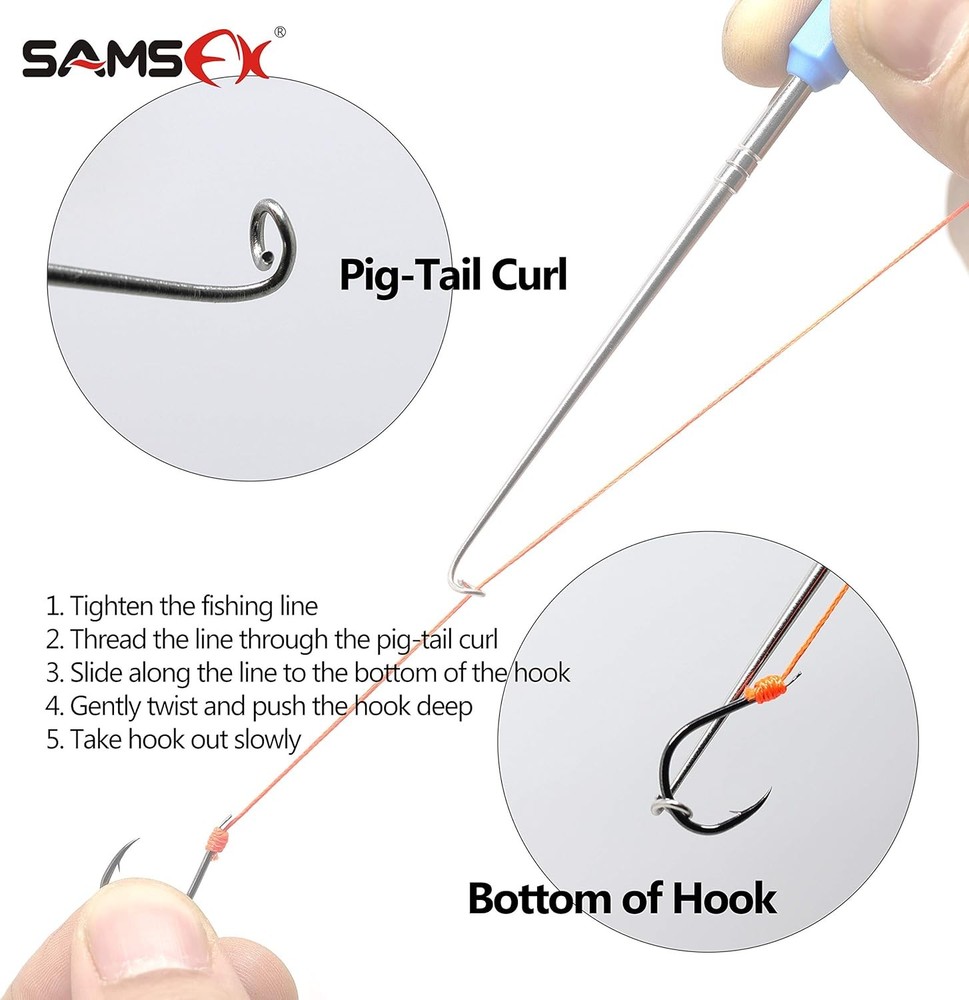 Fishing hook removal tool with loop tyer