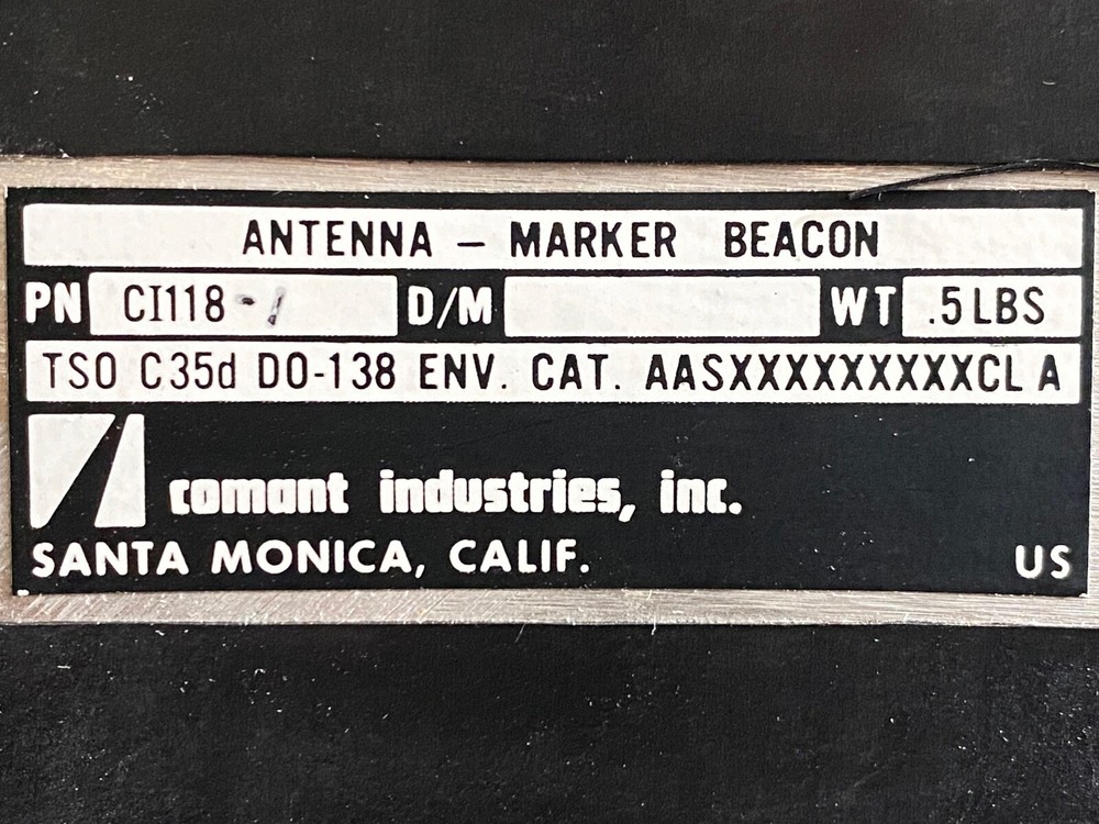 CI-118-1 Comant Marker Beacon Antenna, New Surplus