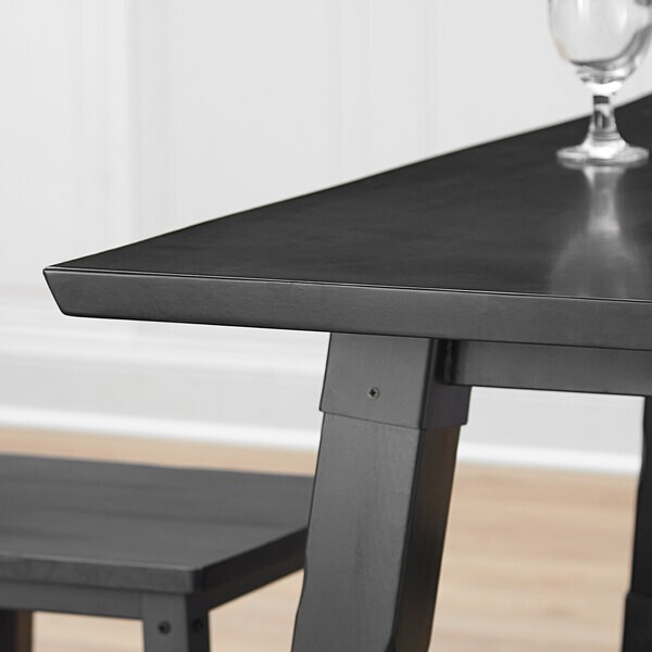30" x 72" Rectangular Solid Wood Live Edge Restaurant Table Top in Gray Wood