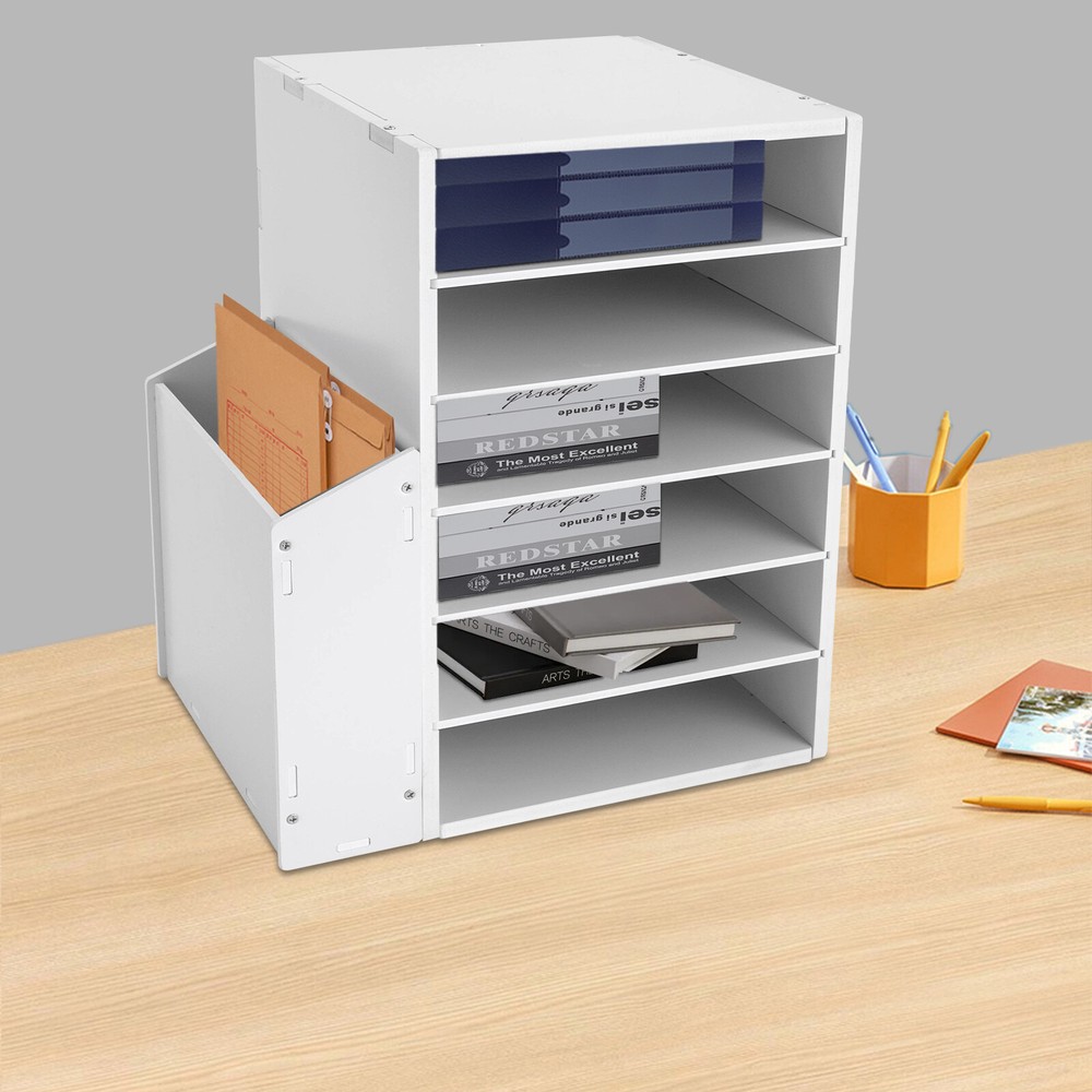 File Organizer PVC Board Letter Desktop Document Folder Office Tray Holder 6Tier