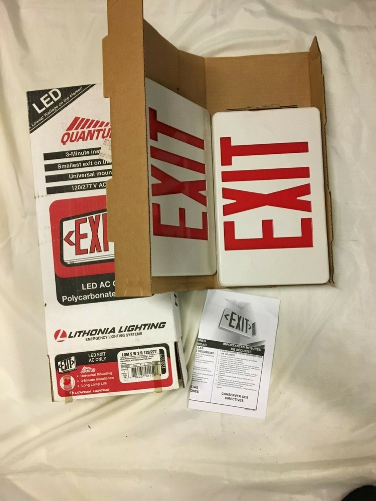 Lithonia LED EXIT light120/277v 1 or 2 side multi-mount white plastic red letter