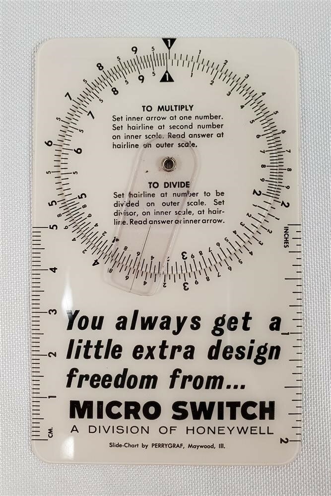 Honeywell Micro Switch Vintage Calculator Multiply / Divide Chart