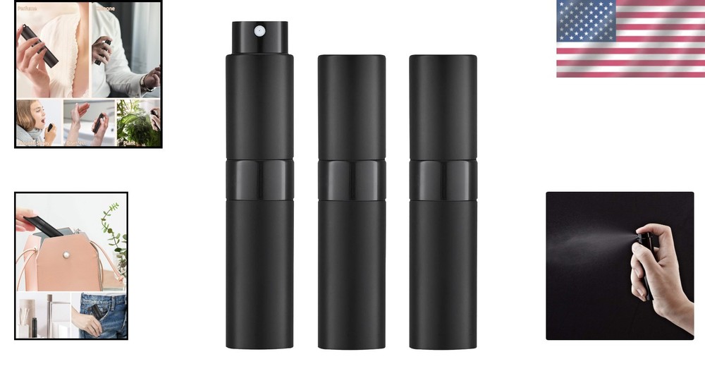 8ML Perfume Spray Bottle Black 3 Pack