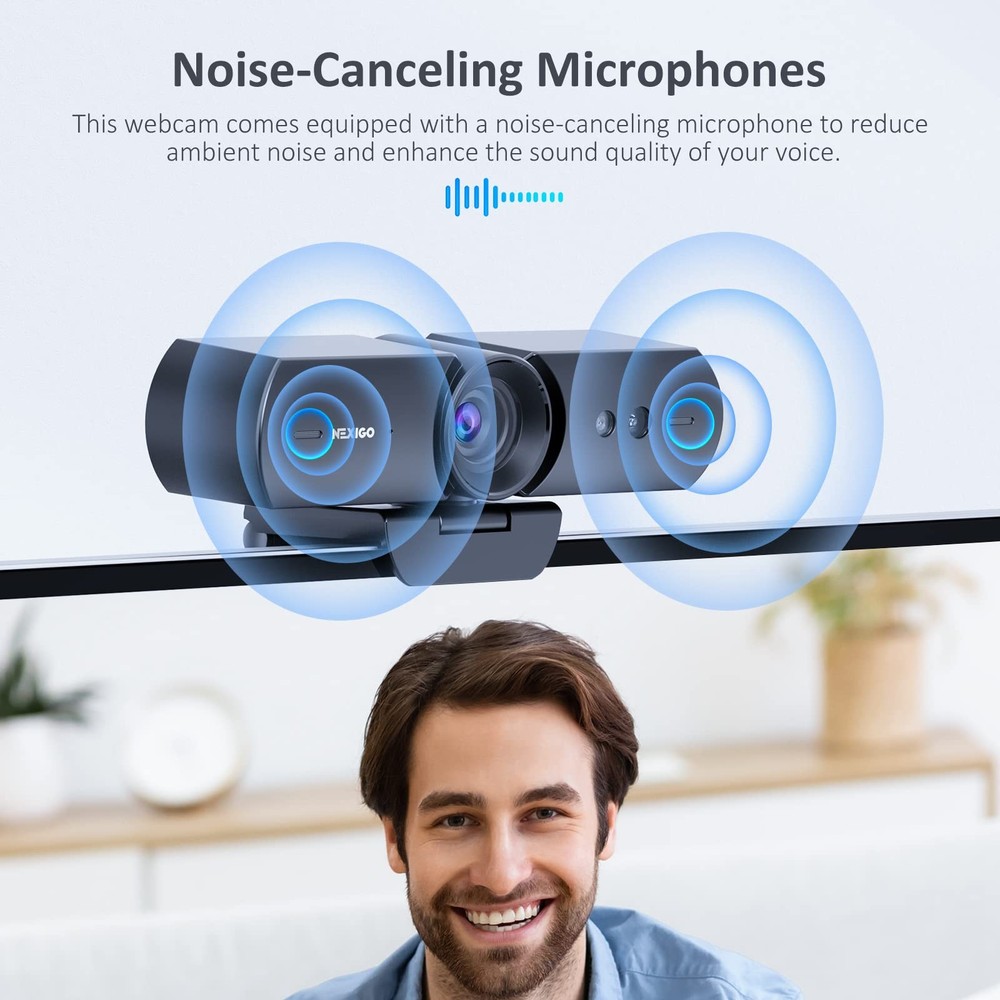 NexiGo HelloCam, 1080P Webcam with Windows Hello, True Privacy, Automatic Ele...