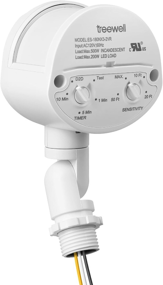 Listed Motion Detector, 60ft Range, 3 Modes for Enhanced Outdoor Security