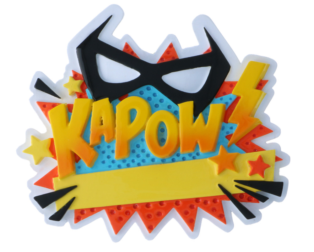 "KAPOW" Super Hero Personalized Christmas Ornament
