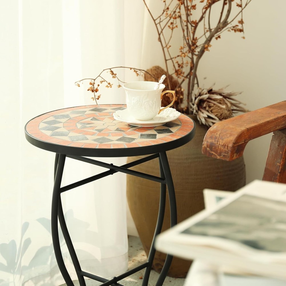 Mosaic Outdoor Side Table Small Patio Table Coffee Table Outside Accent Table