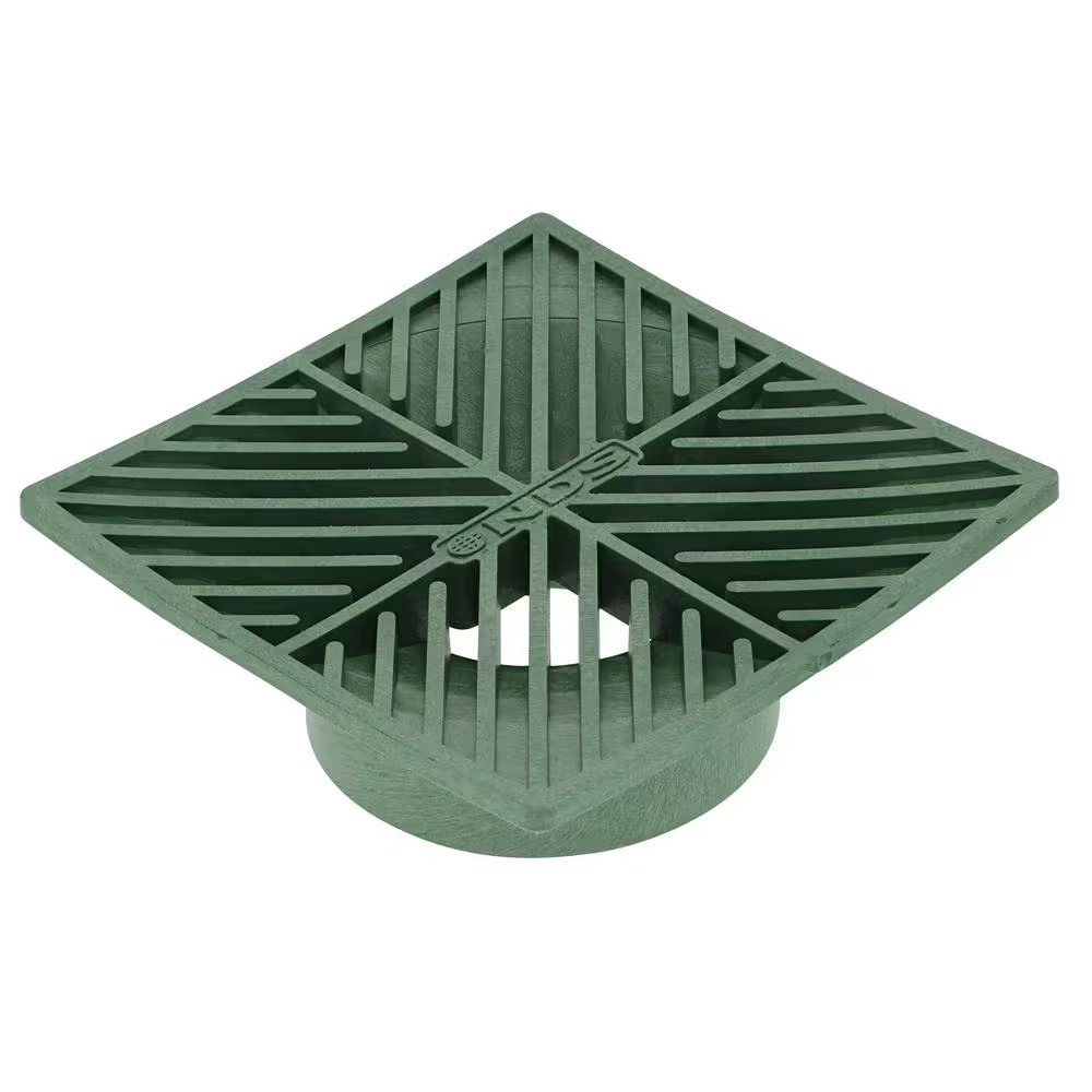 6 In. Plastic Square Drainage Grate in Green