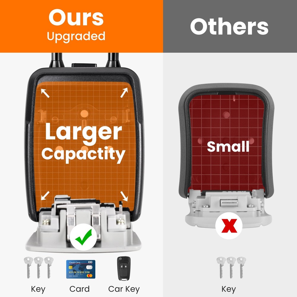 Portable Key Lock Box Wall Mount Weatherproof Resettable Code Gray