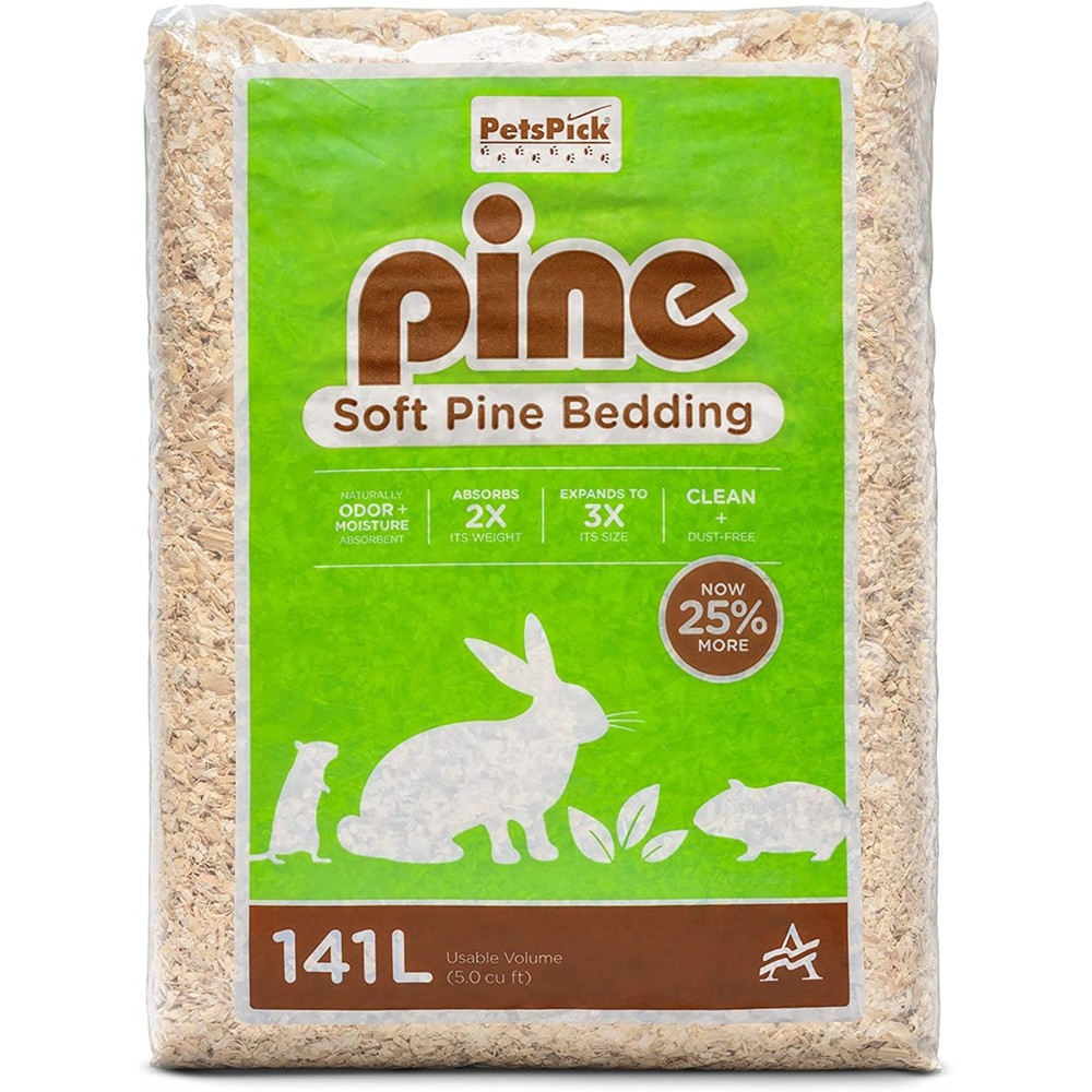 PetsPick Kiln Dried Soft Pine Bedding For Small Pets, 141L