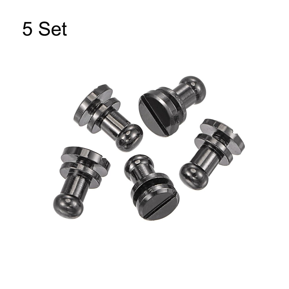 5 Set 5mm Solid Brass Round Head Lock Screw Rivets Pin Fixing, Black