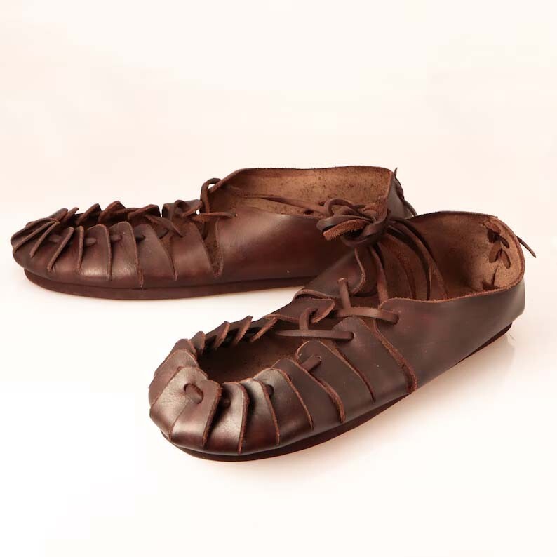 Typical Celtic Leather Shoes brown medieval shoes