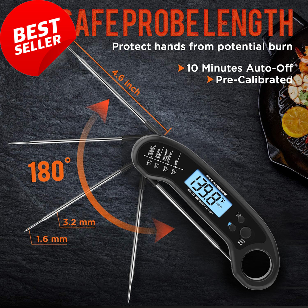 Digital Meat Thermometer Instant Read Waterproof BBQ Kitchen Cooking Probe