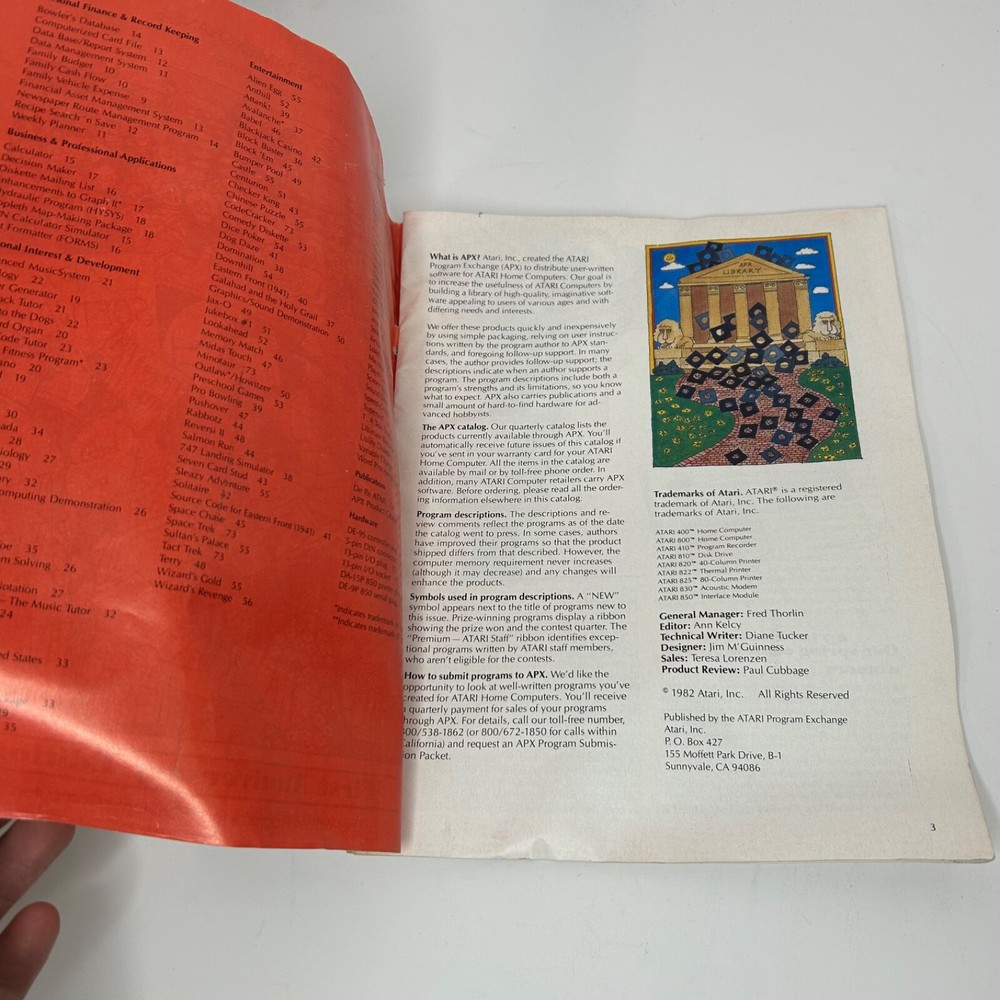 Atari Program Exchange Summer 1982 Software Catalog APX