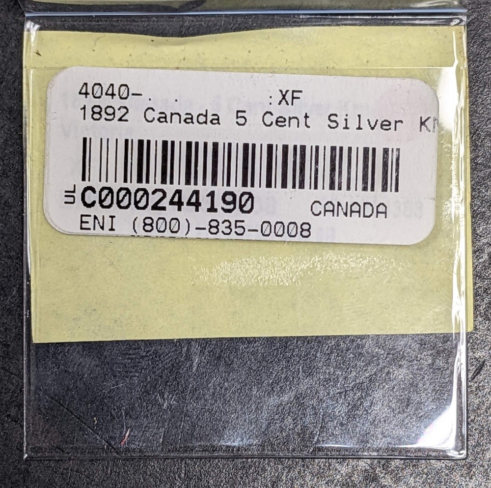 1892 Canada 5 Cent Silver Victoria
