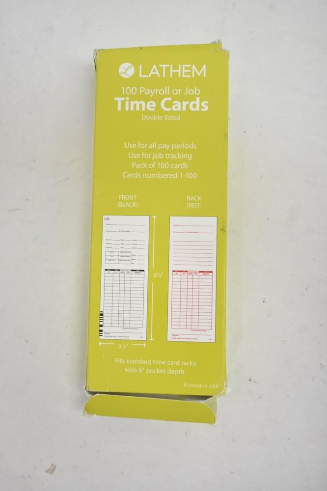 Lathem Time Cards E79-100 For 7000E & 7500E Models E7 Double Sided White