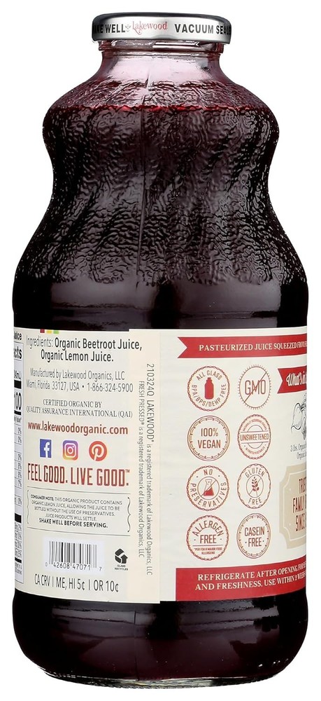 Organic Beet Juice 32 Fl Oz - Fresh Pressed, , Nutrient-Packed Refreshment