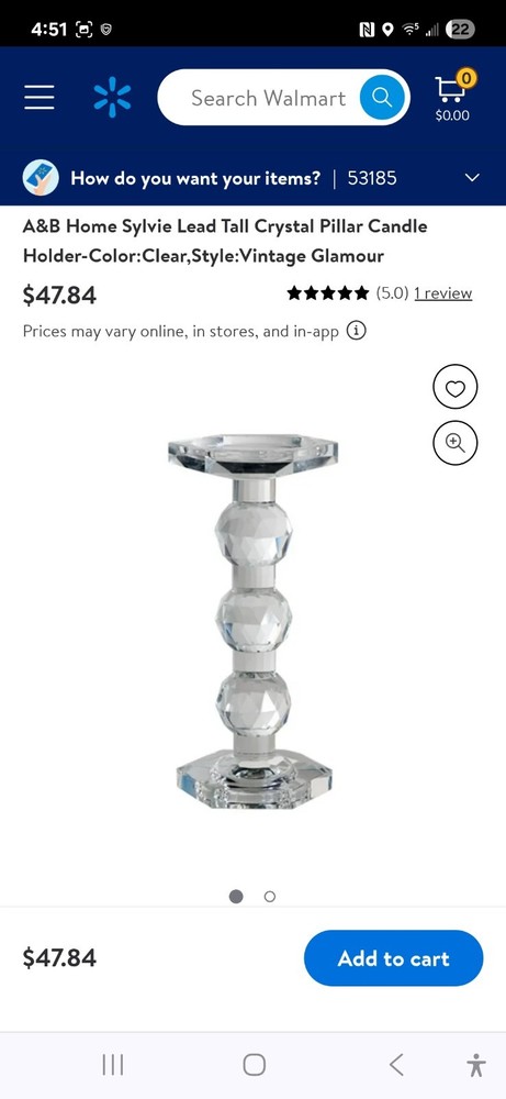 Sylvie Lead Crystal Candle Holder 9"