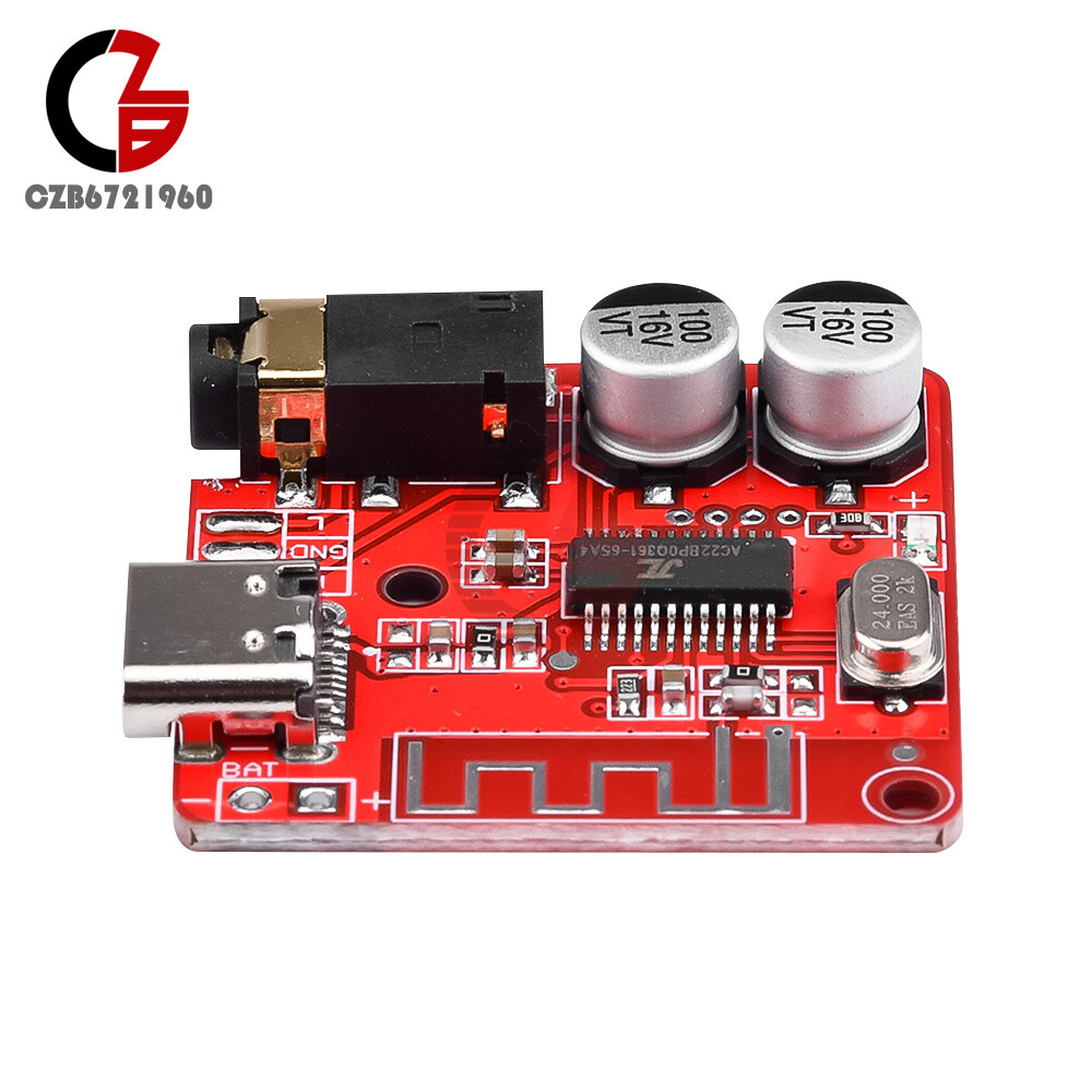 6pcs 3.7-5V Mini Bluetooth5.1 Audio Receiver MP3 Decoder Amplifier Module Type-c