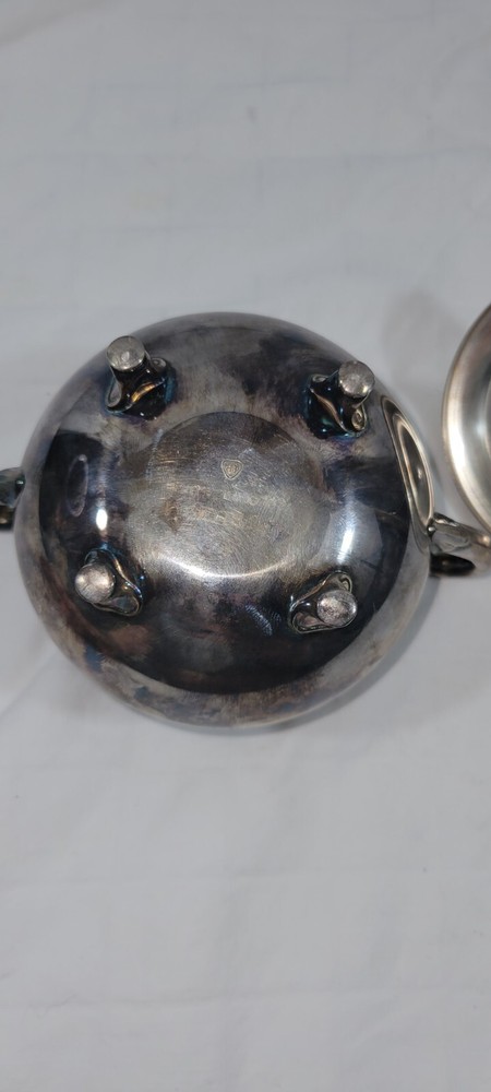 Heirloom Colonial Suite Silver Fluted Edges Lidded Footed Handles Sugar Dish