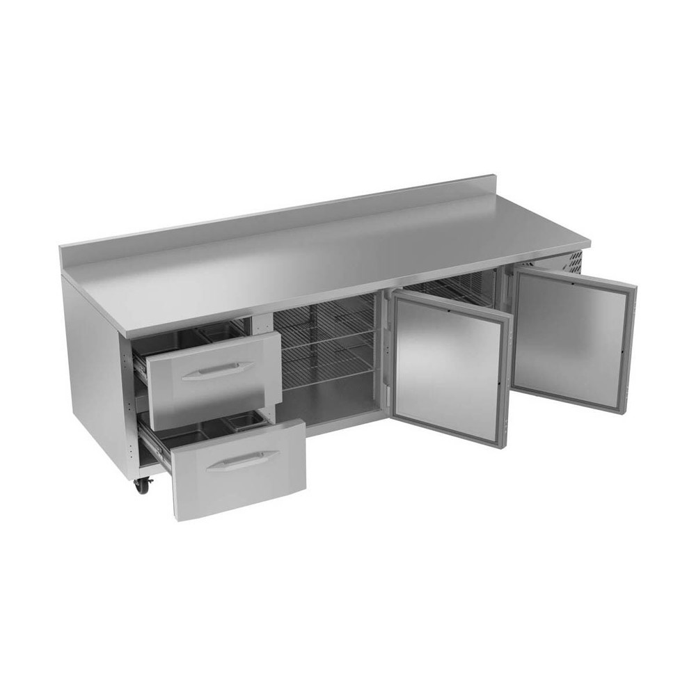 Victory VWRD93HC-2 93" Three-Section Worktop Refrigerator w/ 2 Drawers, 2 Doo...